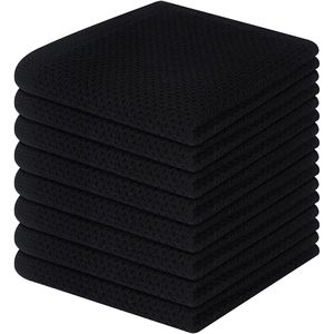 Set di 8 Strofinacci da Cucina Neri in Cotone 100% a Nido d'Ape, Ultra Morbidi e ad Asciugatura Rapida, 30x30 cm - Product Image 1