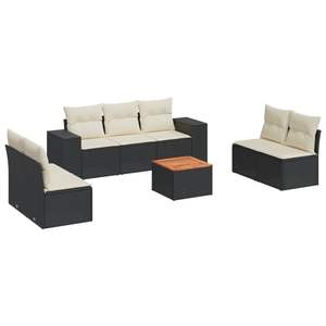Juego de Sofás Modulares de Jardín de 8 Piezas en Poliratán Negro, Muebles de Jardín Modernos - Product Image 2