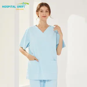 H&U 2024 OEM Top Qualität Krankenhausenuniform Polyester Baumwolle medizinische Peeling-Uniformen Großhandel Frauen Krankenschutz individuelle Krankenschwester Peeling-Uniformen