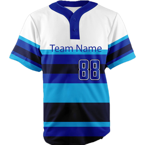 Uniformes Deportivos de Béisbol Sublimados Personalizados con Rayas, Jersey de Béisbol y Sóftbol Sublimado con Dos Botones - Product Image 1
