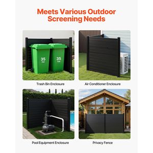 2 panneaux de protection horizontale en vinyle noir 48 x 48 avec piquets de sol pour poubelle, équipement de piscine, unités de climatisation, clôture extérieure - Product Image 6