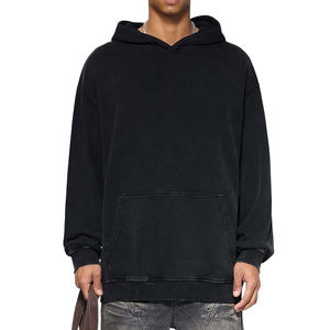 Sweats à capuche tendance pour hommes, épais, effet vieilli, vente en gros, coupe oversize, délavé à la pierre, effet soleil, impression de logo personnalisé - Product Image 3