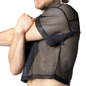 Camiseta de malla personalizada al por mayor para hombre, manga corta, cuello redondo, transpirable, deportiva, estilo urbano - Product Image 6