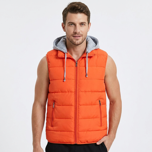 Gilet matelassé orange pour homme, col montant, fermeture éclair, rembourrage en duvet, coupe-vent, vêtement d'extérieur d'hiver, personnalisable, haute qualité, Bangladesh - Product Image 4