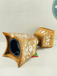 Quemador de Incienso de Sándalo Hecho a Mano con Incrustaciones de Madreperla, Estilo Árabe, Mubakhir, Religioso, Ecológico - Product Image 3