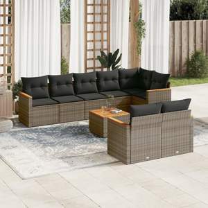 Gray Garden <b>Sofa</b> <b>Set</b> With Cushions UV Resistant PE Rattan Outdoor Furniture Contemporary Design Waterproof Garden Use - Product Image 1