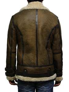 Al por mayor Chaqueta de aviador B3 estilo High Street Fighter para hombre, marrón, de piel de oveja auténtica con forro de borrego, impermeable, con cuello alto - Product Image 3