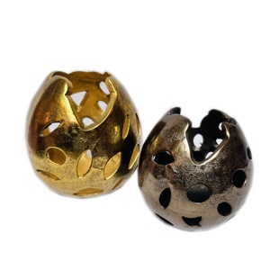 Set of 2 Aluminum Luxury Handmade Broken Egg Shell Leaf Pattern Tea Light Votive Centerpiece with Reflective Surface - Product Image 1