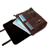 Sacoche Crazy Horse en cuir pour ordinateur portable personnalisée de marque Vintage pour hommes Sacoche en cuir de vache véritable pour les voyages Porte-documents de bureau Sacoches pour ordinateur portable