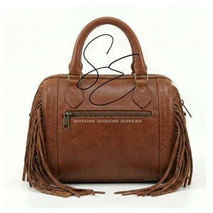 Mini sac de voyage en cuir de vachette marron avec franges style western, sac à main bohème pour femme - Product Image 5