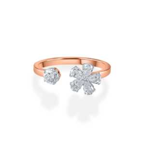 Purecarat <b>Open</b> Floral Geometric Minimalistic Multi-Stone Diamond <b>Ring</b> - Product Image 2