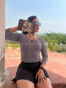 Nuevo estilo occidental Animal Print Tooled Fur Leather Clutch Mujeres Diseñado Monedero Venta caliente Elegante Único Turquesa Piedra Carteras - Product Image 5