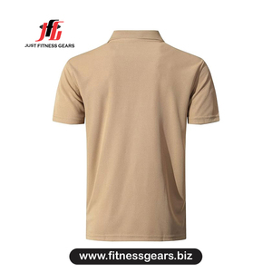 <b>Men's</b> <b>Khaki</b> Short Sleeve <b>Polo</b> <b>Shirt</b> Quick Dry Pique Solid Color Casual Fit - Product Image 3