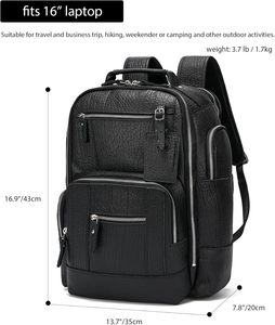 Mochila de Cuero Genuino para Hombre, Tendencia 2026, para Laptop de 15.6 Pulgadas, Estilo Vintage, para Viajes y Camping - Product Image 4