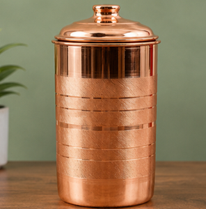 Carafe en cuivre avec couvercle, grande capacité, design classique, vaisselle domestique, carafe bien-être ayurvédique sans soudure de qualité supérieure, poignée confortable - Product Image 3