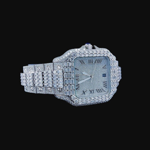 Baguette et diamant rond cultivé en laboratoire hommes montre à la main montre forme carrée boîtier fête montre de luxe - Product Image 2