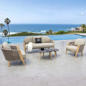 Ensemble de salon d'extérieur CAYMAN moderne et durable avec tressage en corde et coussins à séchage rapide pour jardin et terrasse - Product Image 1