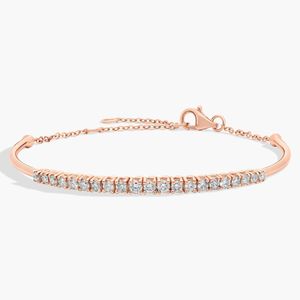 กำไลข้อมือแบบโซ่ครึ่งวงกลมทองคำ 14K ประดับเพชรเพาะเลี้ยงทรงกลม - Product Image 5