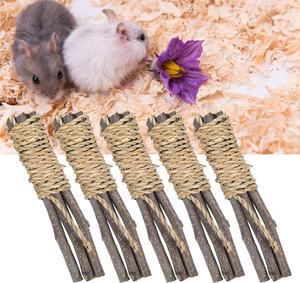 Paquete de palitos de madera de manzana natural, juguetes de hierba para mascotas pequeñas, juguete orgánico para masticar, para la limpieza dental de conejos y hámsters. - Product Image 3
