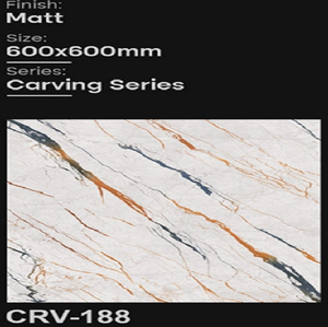 Carreaux de porcelaine sculptée Matt 600x600mm Antidérapants et résistants aux acides pour sols/murs Garantie 3 ans - Product Image 3