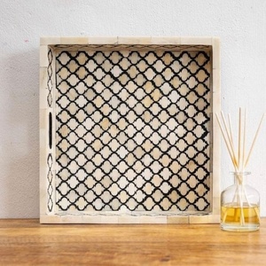 ถาดไม้ตกแต่งทรงสี่เหลี่ยมผืนผ้าแบบอินเดีย ถาดเสิร์ฟทำมือ ถาดไม้ขนาดกลางแบบคลาสสิก ผลิตภัณฑ์จากโรงงานผลิตถาดไม้ - Product Image 6