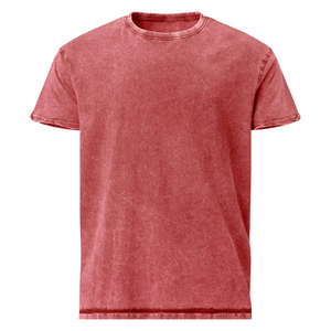 Red Washed Cotton Short Sleeve O-Neck T-Shirt Men Regular Fit Casual Jersey Knitted Solid Color Blank Design - Product Image 2