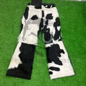 กางเกงหนังวัวแท้พรีเมียมทรงขาบานเอวยางยืดสำหรับผู้ชาย ปี 2026 จาก Unbridleds Industry ดีไซน์โดดเด่นทันสมัย - Product Image 5