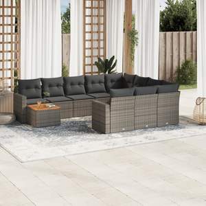 Conjunto de Sofás de Jardín de Ratán Gris, 6 Plazas, Resistente a la Intemperie, Muebles de Exterior de Diseño Contemporáneo - Product Image 3