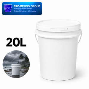 Seau en plastique robuste de 20 L avec poignée et couvercle plat pour travaux de construction, conteneur rond étanche - Product Image 1