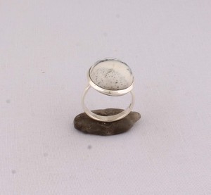 Bague en Opale Dendritique Naturelle, Argent Sterling 925, Pierre Merlinite, Style Vintage, Bague Gemme à Inclusions Arborescentes - Product Image 2