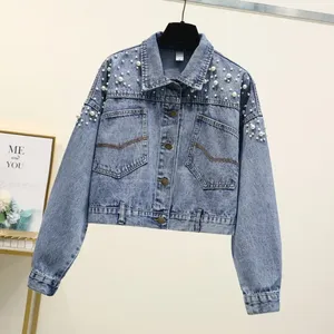 Autumn Winter Vintage Blue Embroidered <b>Denim</b> <b>Jacket</b> Women Loose Short Outerwear Bohemian Cowboy Style Eco-Friendly Big Pockets - Product Image 1