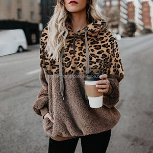 Haute qualité OEM Logo dernière conception dame pull à capuche femmes à manches longues imprimés léopard haut pour femme - Product Image 6