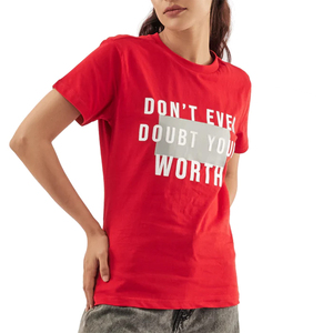 Plus Size <b>Tee</b> <b>Shirts</b> <b>For</b> <b>Lady</b> <b>Red</b> Color Cotton Polyester Made Quick Dry Breathable Casual Wear Summer T-<b>Shirts</b> - Product Image 3