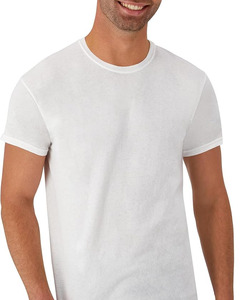 T-shirts en coton blanc pour hommes, manches courtes, col rond, coupe classique, couleur unie, jersey décontracté, design uni - Product Image 4