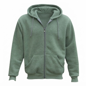 Full <b>Zip</b> Hoodie Soft Fleece Hooded <b>Jacket</b> with Kangaroo Pockets - Product Image 1