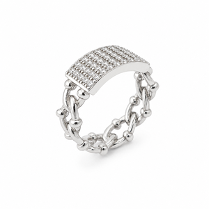Bague chaîne pour homme en argent sterling 925 avec diamants, design pavé poli, idéale pour les fêtes et mariages, bijou raffiné - Product Image 3