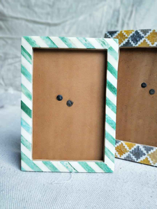 Handcrafted Unique Resin Photo <b>Frame</b> with Bone Inlay Modern Adjustable Tabletop Hanging Style Living Room Home Decor - Product Image 4