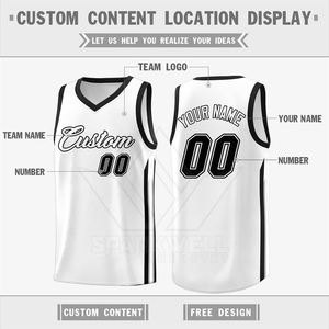 Camiseta de Baloncesto Personalizada Unisex, Blanca y Rosa, sin Mangas, Cuello en V, Sublimada, Absorbe la Humedad, para Adultos, para Todas las Temporadas - Product Image 5
