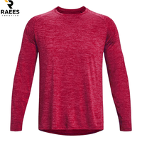 T-shirt à manches longues à col rond uni pour homme, tissu en toile de haute qualité, respirant, service OEM, vente en gros