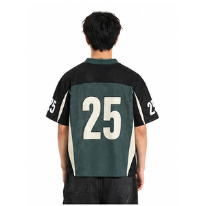 Jersey de Hockey sobre Hielo Unisex Verde y Negro con Cuello en V, Número 25, Sublimado, de Malla, Manga Corta, Transpirable, Corte Regular, para Adultos - Product Image 4