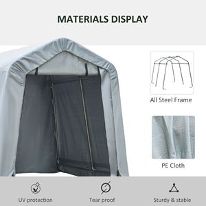 Abri de voiture extérieur gris 8x6 avec porte enroulable, structure en acier moderne, couverture en PE, abri de stockage pour garage, aménagement de stationnement simple pour 2 voitures - Product Image 4