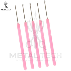 Aiguilles à crochet pour extensions de cheveux avec poignée rose, pour l'installation et le retrait de micro-anneaux, pour une utilisation professionnelle en salon de coiffure - Product Image 2