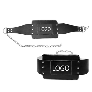 Custom Logo Adjustable Unisex Breathable Leather Dip <b>Belt</b> with Metal <b>Chain</b> Buckle Closure for Weight Lifting & Training - Product Image 4