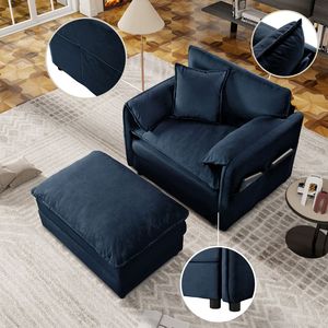 Divano componibile a U oversize con seduta profonda, 4 posti, comodo divano a nuvola con due elementi mobili a O per soggiorno - Product Image 5