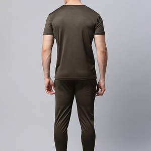 Ensemble de survêtement sportif pour homme, coupe ajustée, vert olive, respirant, léger, écologique, pour l'entraînement, le jogging, la course à pied, la salle de sport, la remise en forme, l'activité physique - Product Image 2