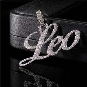 925 <b>Silver</b> Gold Plated Personalized Cursive Script Bling Pave Nameplate <b>Necklace</b> Moissanite Custom Pendants Anniversary Charms - Product Image 5