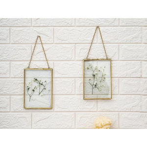 Vintage Brass & Glass Hanging Photo <b>Frame</b> Handmade Golden <b>Metal</b> Floating <b>Picture</b> <b>Frame</b> With Chain Double Glass Wall Display - Product Image 1