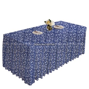 2025 New Pattern 100% Cotton Rectangle <b>Table</b> <b>Covers</b> Floral Print Hand Block Printed Pleated <b>Table</b> Cloths Trending Wholesale - Product Image 4