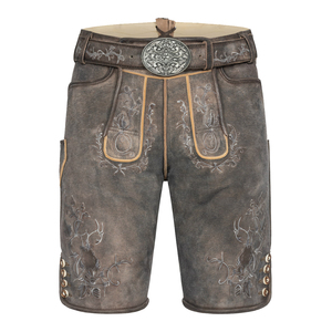 Pantalones Cortos de Cuero Bávaro para Hombre, Estilo Casual, Cintura Media, Diseño Moderno, Color Sólido, Transpirables y de Secado Rápido, Venta al Por Mayor - Product Image 1