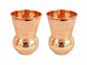 Copper glass broad rim easy sip drinkware ayurvedic health <b>cups</b> eco friendly <b>reusable</b> durable for daily kitchen home use - Product Image 4
